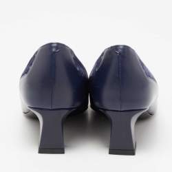 Roger Vivier Navy Blue Laser Cut Suede and Leather Trompette Pumps Size 35