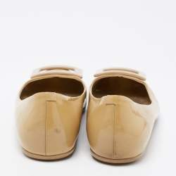 Roger Vivier Beige Patent Leather Trompette Ballet Flats Size 38