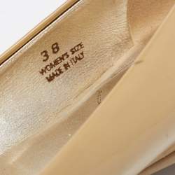 Roger Vivier Beige Patent Leather Trompette Ballet Flats Size 38