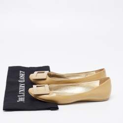 Roger Vivier Beige Patent Leather Trompette Ballet Flats Size 38