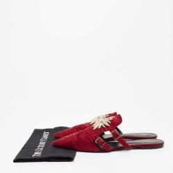 Roger Vivier  Red Suede Star Strass Mule Flats Size 40