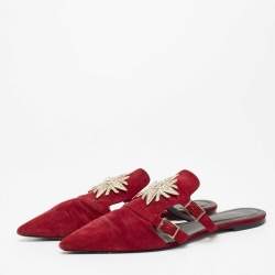 Roger Vivier  Red Suede Star Strass Mule Flats Size 40