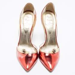 Roger Vivier Metallic Red PVC And Leather Pointed Toe Pumps  Size 38.5