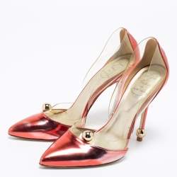 Roger Vivier Metallic Red PVC And Leather Pointed Toe Pumps  Size 38.5