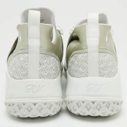 Roger Vivier Silver  Fabrics  And Leather Viv' Run Strass Buckle Sneakers Size 40.5