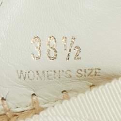 Roger Vivier White Canvas Embellished Lace Up Espadrille Flats Size 38.5