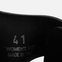 Pre Owned Roger Vivier Black Leather Crystal Embellished Buckle Slide Sandals Size 41