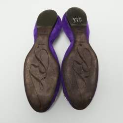Pre Owned Roger Vivier Blue Suede Chips Buckle D'orsay Ballet Flats Size 38.5