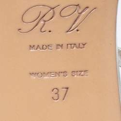 Pre Owned Roger Vivier Silver Metallic Silver Leather Ankle Strap Sandals Size 37