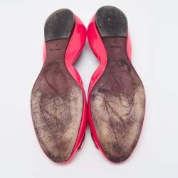 Pre Owned Roger Vivier Neon Pink Patent Leather Chips D'Orsay Buckle Flats Size 39