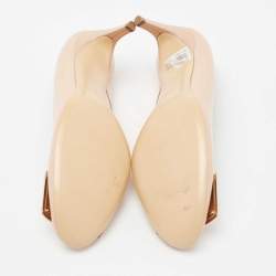 Pre Owned Roger Vivier Beige Patent Leather Trompette Pumps Size 38.5