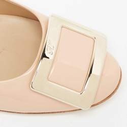 Pre Owned Roger Vivier Beige Patent Leather Trompette Pumps Size 38.5