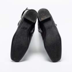 Pre Owned Roger Vivier Black Leather Buckle Knee Length Boots Size 38