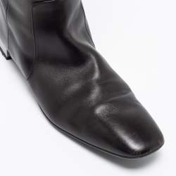 Pre Owned Roger Vivier Black Leather Buckle Knee Length Boots Size 38