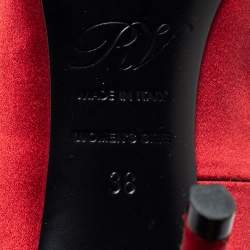 Pre Owned Roger Vivier Red Satin Crystal Embellished Trompette Pumps Size 38