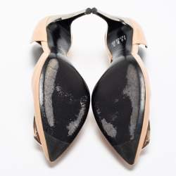 Pre Owned Roger Vivier Beige Patent Leather Chips Buckle D'orsay Pumps Size 37