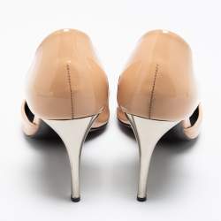 Pre Owned Roger Vivier Beige Patent Leather Chips Buckle D'orsay Pumps Size 37