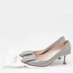 Pre Owned Roger Vivier Grey Patent Leather Viv’ In The City Pumps Size 38