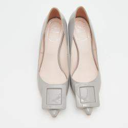 Pre Owned Roger Vivier Grey Patent Leather Viv’ In The City Pumps Size 38