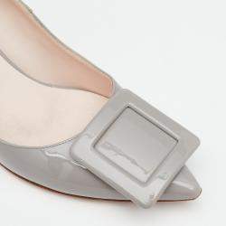 Pre Owned Roger Vivier Grey Patent Leather Viv’ In The City Pumps Size 38