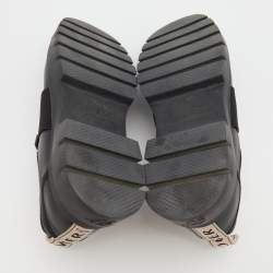 Pre Owned Roger Vivier Black Leather Crystal Buckle Walky Viv' Slip On Sneakers Size 38