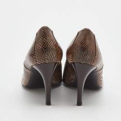 Pre Owned Roger Vivier Dark Beige Snakeskin Leather Pumps Size 39