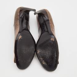 Pre Owned Roger Vivier Dark Beige Snakeskin Leather Pumps Size 39