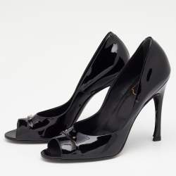 Pre Owned Roger Vivier Black Patent Leather Peep Toe Pumps 39
