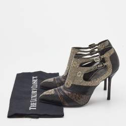 Roger Vivier Multicolor Python/Lizard, and Karung Booties Size 39