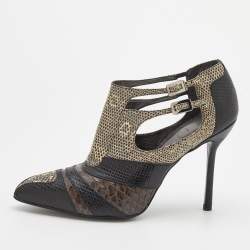 Roger Vivier Multicolor Python/Lizard, and Karung Booties Size 39
