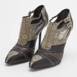 Roger Vivier Multicolor Python/Lizard, and Karung Booties Size 39