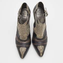 Roger Vivier Multicolor Python/Lizard, and Karung Booties Size 39