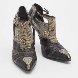 Roger Vivier Multicolor Python/Lizard, and Karung Booties Size 39