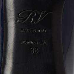 Pre Owned Roger Vivier Navy Blue Patent Leather Belle Ballet Flats Size 38