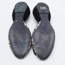 Roger Vivier Black/White Lace And Suede Chips D'orsay Buckle Flats Size 39