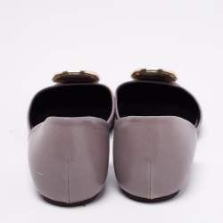 Pre Owned Roger Vivier Grey Leather D'Orsay Pointed Toe Ballet Flats Size 37.5