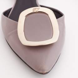Pre Owned Roger Vivier Grey Leather D'Orsay Pointed Toe Ballet Flats Size 37.5