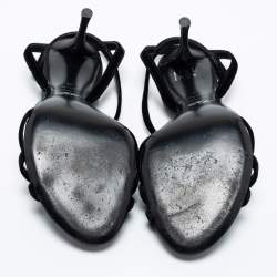 Pre Owned Roger Vivier Black Velvet Crystal Embellished Sandals Size 40