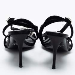 Pre Owned Roger Vivier Black Velvet Crystal Embellished Sandals Size 40