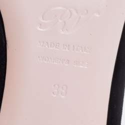 Pre Owned Roger Vivier Black Suede Lolita Pearl Embellished Bow Ballet Flats Size 38