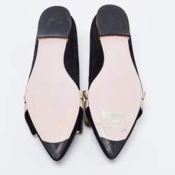 Pre Owned Roger Vivier Black Suede Lolita Pearl Embellished Bow Ballet Flats Size 38
