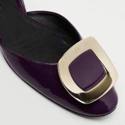 Pre Owned Roger Vivier Purple Patent Leather D'Orsay Ballet Flats Size 38.5