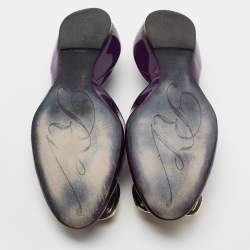Pre Owned Roger Vivier Purple Patent Leather D'Orsay Ballet Flats Size 38.5
