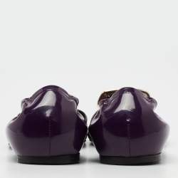 Pre Owned Roger Vivier Purple Patent Leather D'Orsay Ballet Flats Size 38.5