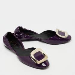 Pre Owned Roger Vivier Purple Patent Leather D'Orsay Ballet Flats Size 38.5
