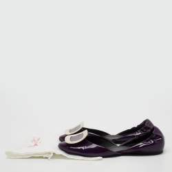 Pre Owned Roger Vivier Purple Patent Leather D'Orsay Ballet Flats Size 38.5