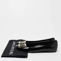 Pre Owned Roger Vivier Black Patent Leather Trompette Ballet Flats Size 36.5