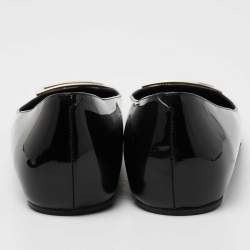Pre Owned Roger Vivier Black Patent Leather Trompette Ballet Flats Size 36.5