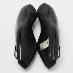 Pre Owned Roger Vivier Black Patent Leather Trompette Ballet Flats Size 36.5
