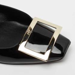 Pre Owned Roger Vivier Black Patent Leather Trompette Ballet Flats Size 36.5